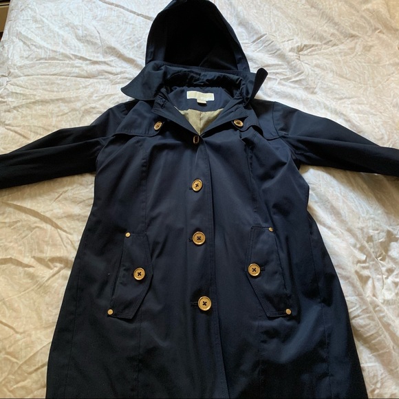 Michael Kors navy blue rain coat/trench coat - Picture 2 of 6